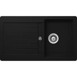 Küchenspüle, Cristalite Typos D-100 Onyx, Granit | Komposit | Quarz, 86 X 50