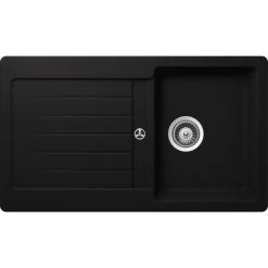 Küchenspüle, Cristalite Typos D-100 Nero, Granit | Komposit | Quarz, 86 X 50