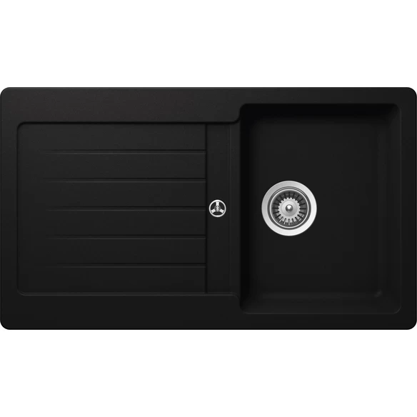 Küchenspüle, Cristalite Typos D-100 Nero, Granit | Komposit | Quarz, 86 X 50