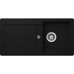 Küchenspüle, Cristalite Typos D-100S Onyx, Granit | Komposit | Quarz, 86 X 43,5