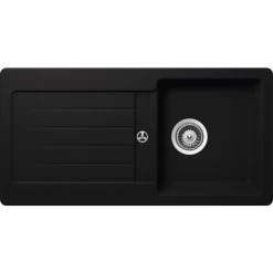 Küchenspüle, Cristalite Typos D-100S Nero, Granit | Komposit | Quarz, 86 X 43,5