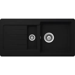 Küchenspüle, Cristalite Typos D-150S Onyx, Granit | Komposit | Quarz, 86 X 43,5