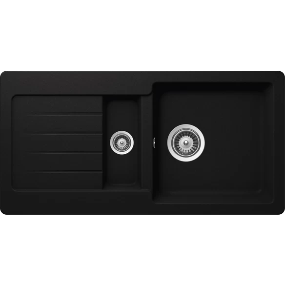 Küchenspüle, Cristalite Typos D-150S Nero, Granit | Komposit | Quarz, 86 X 43,5