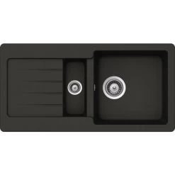 Küchenspüle, Cristalite Typos D-150S Asphalt, Granit | Komposit | Quarz, 86 X 43,5
