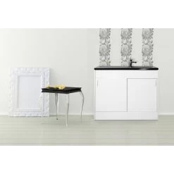 Komplettspüle, Weiß/silberfarben, Holz/Edelstahl